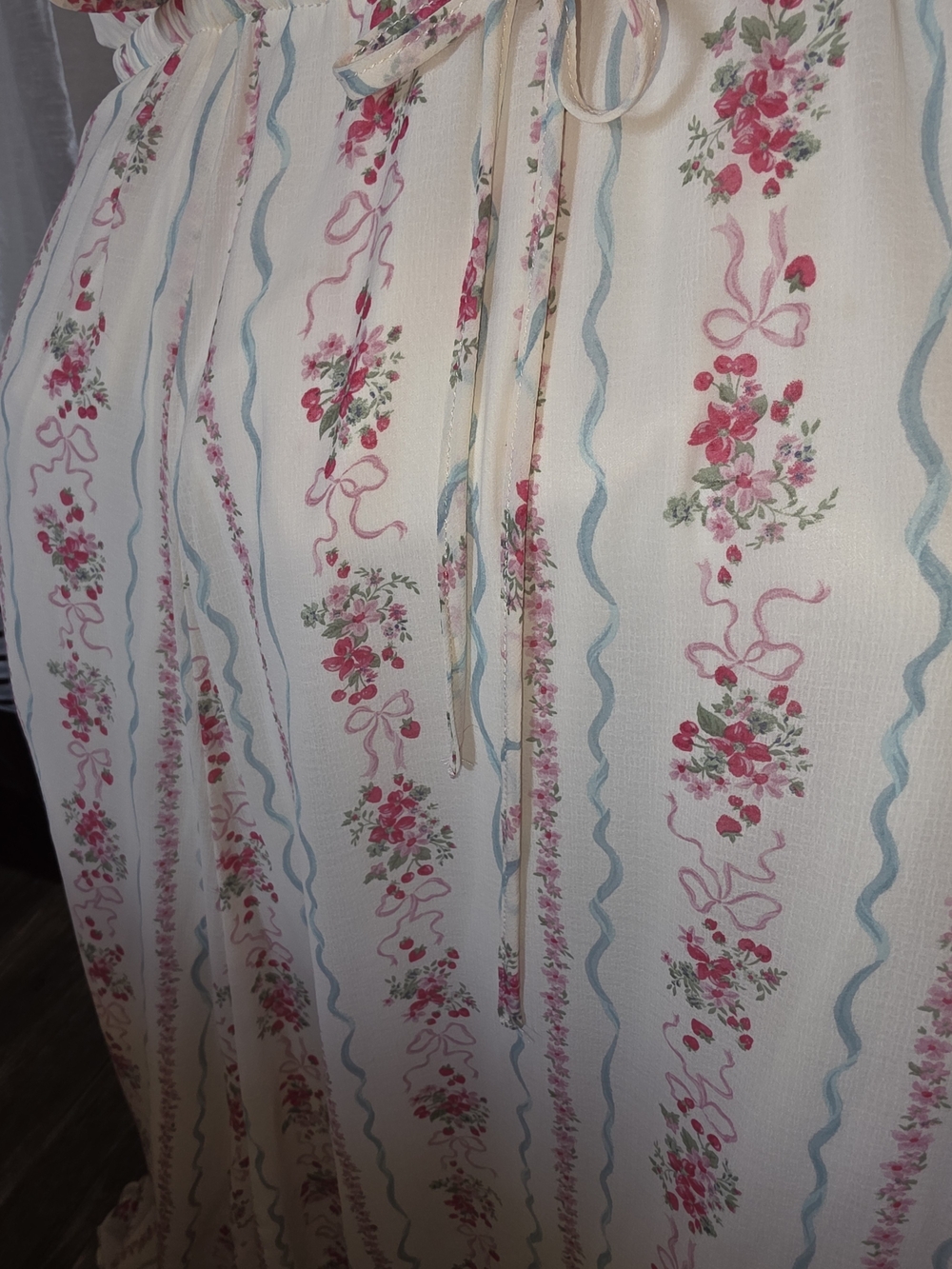 torrid Cream Floral Stripe Maxi Dress with Pink Accents - Picture 8 of 10